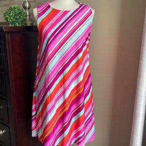 Jude Connally Melody Stipe Spring Multi Mod Dress large
